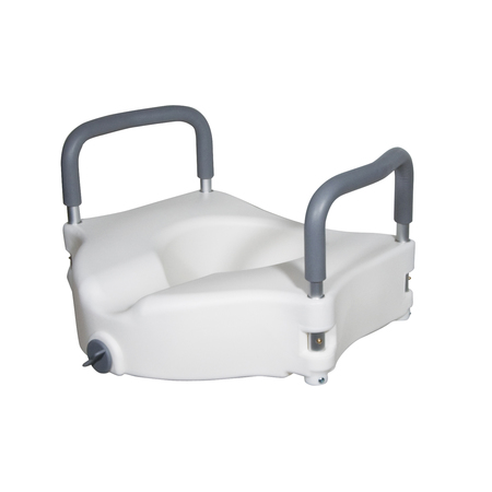 Drive Medical Elevated Raised Toilet Seat w/ Removable Padded Arms, Standard Seat rtl12027ra